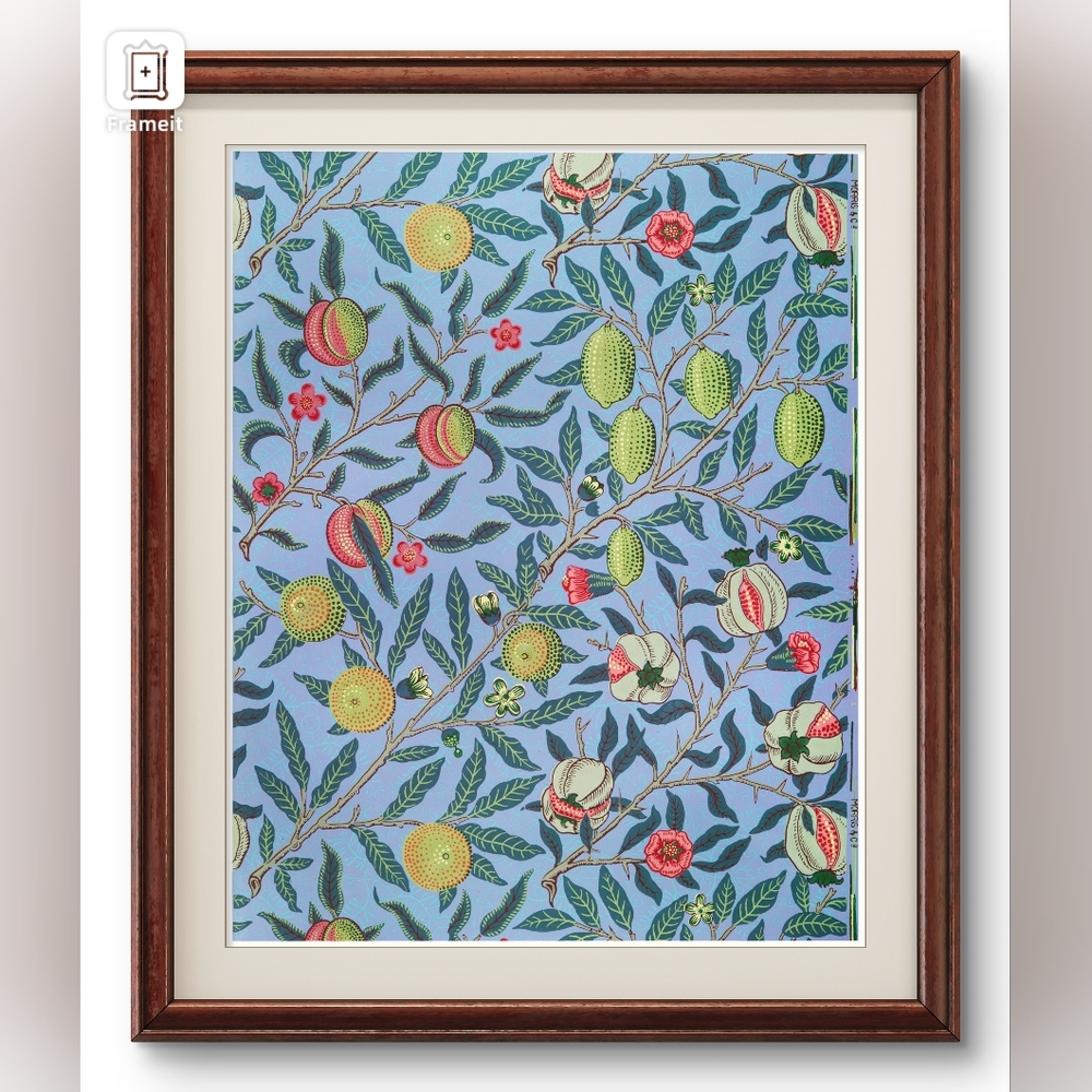 William Morris (1834-1896)'s Fruit or Pomegranate. Famous wallpaper, Art Print